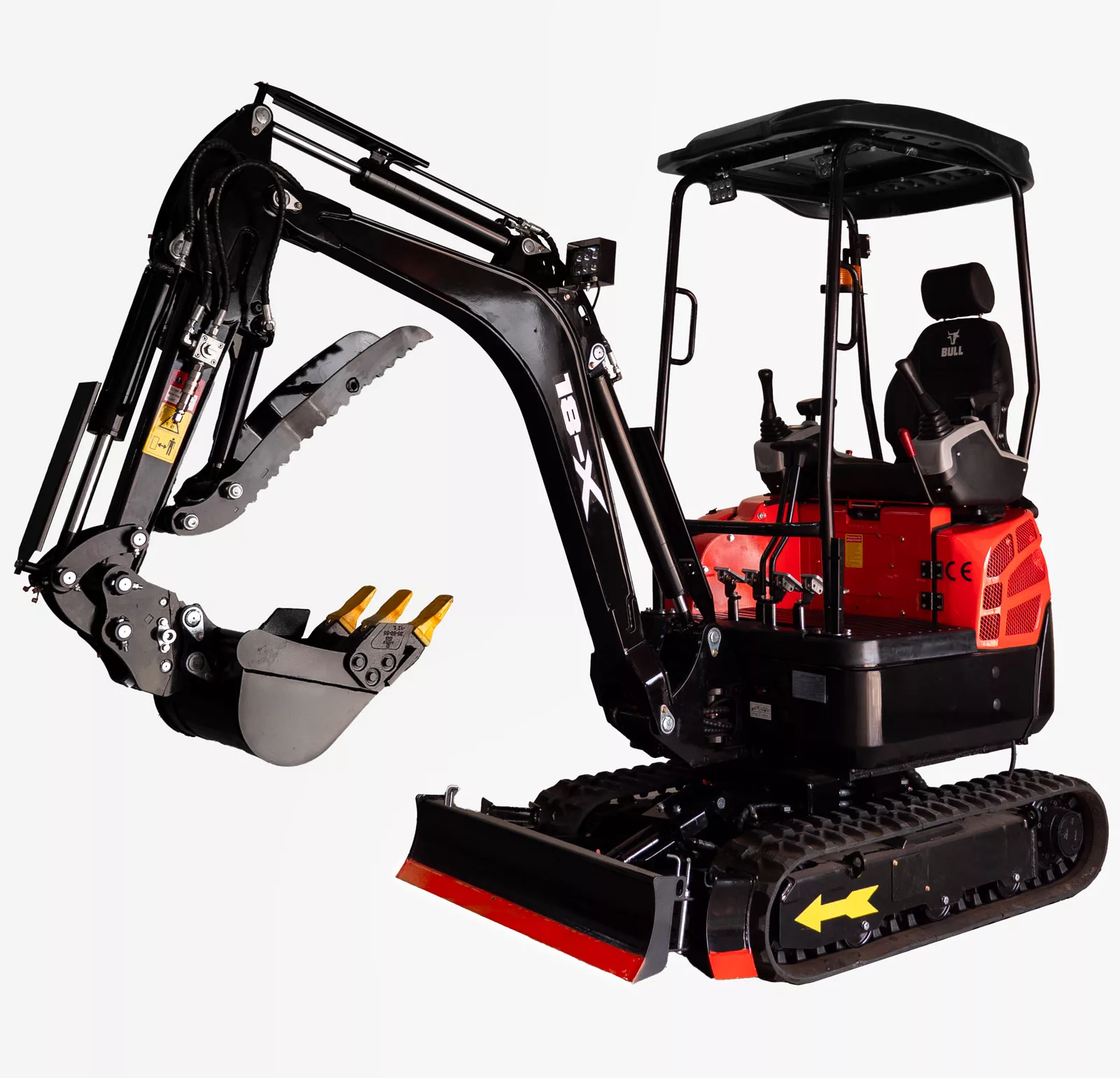 BULL Mini Excavator X-18 from the front